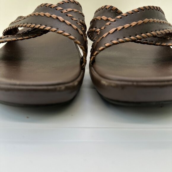 Franco Sarto Brown Leather Braided Strap Womens Slide Sandals Size 10 - Picture 5 of 5